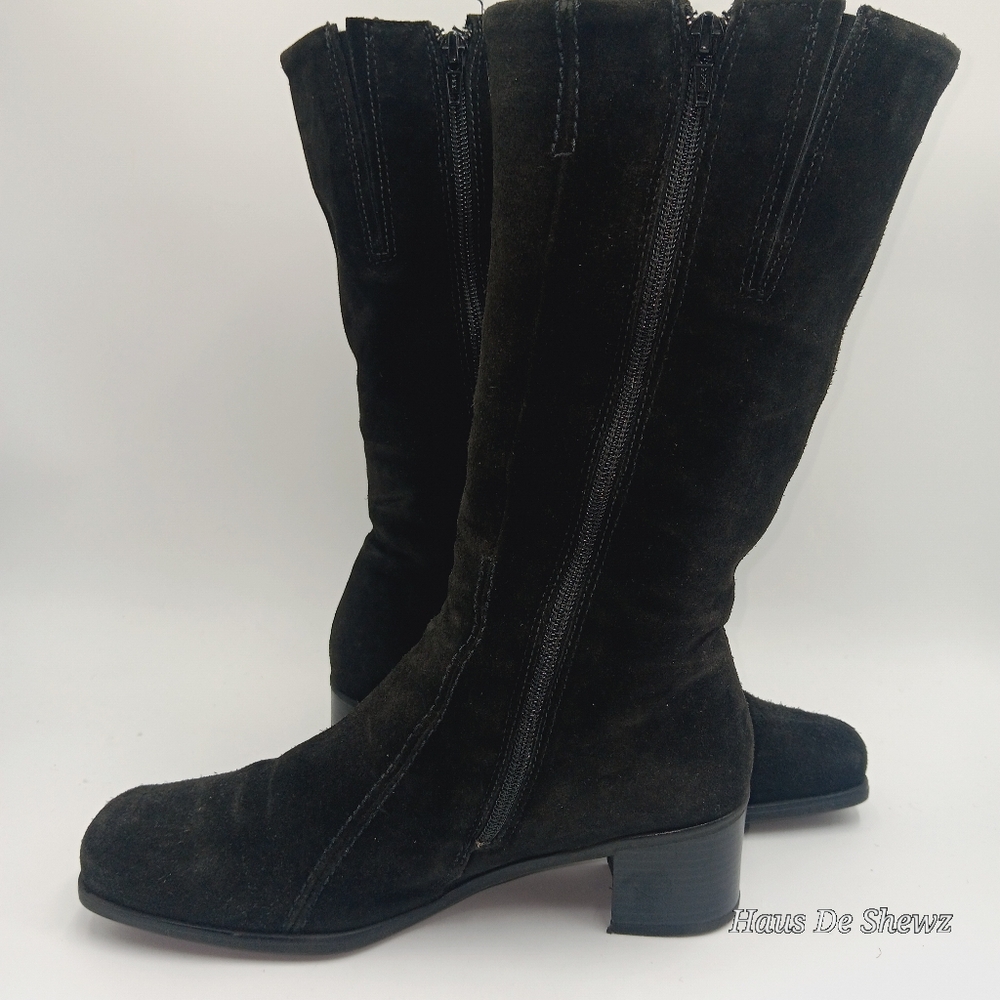 La Canadienne Boots Womens 9 Henley Tall Riding Black Suede  Zip Up - Picture 3 of 9